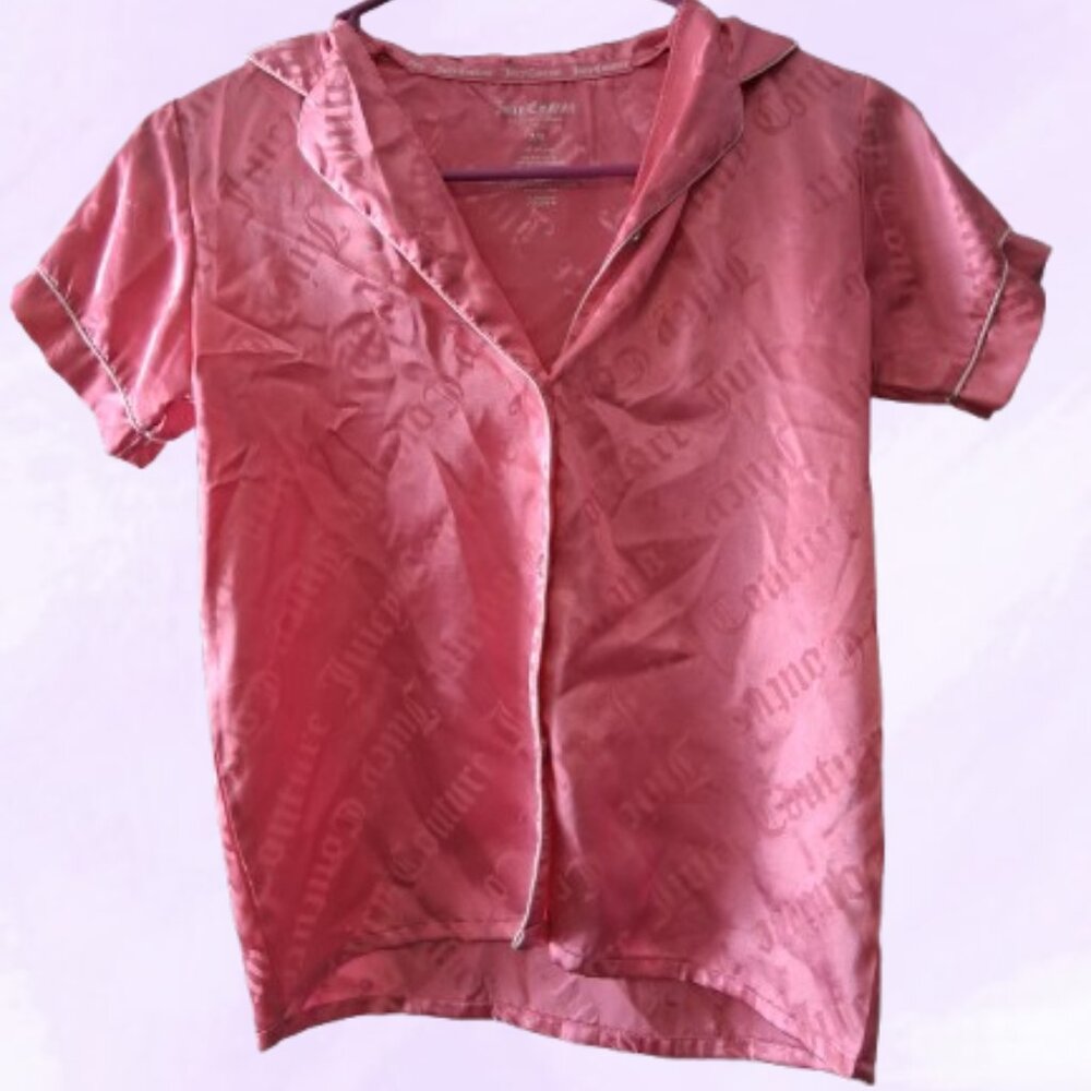 Juicy Couture sleepwear collared pj pajamas sleep shirt button down rhinestones